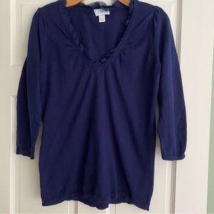 **3 for $20!!** LOFT Blue V-Neck Sweater 3/4 Sleeves Medium